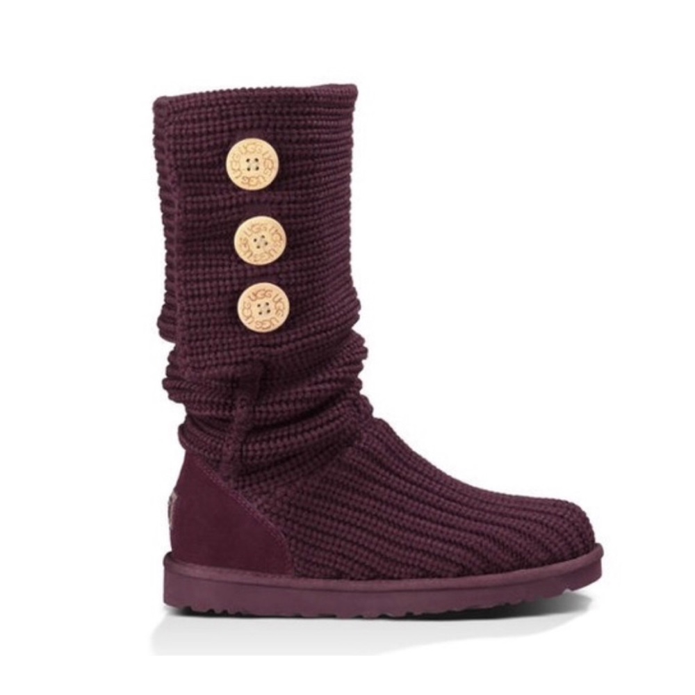 UGG Australia Classic Cardy Boot Knit Fig Purple 9